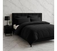 Snug City Teddy Bear Fleece Duvet Cover & Pillow Case Set - Double - Black
