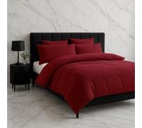 Snug City Teddy Bear Fleece Duvet Cover & Pillow Case Set - King - Red