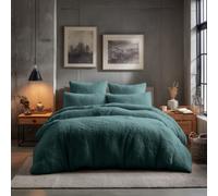 Snug City Teddy Bear Fleece Soft Cosy Duvet Cover + Pillow Case Set in Teal | Size: Double Snug City Teal Double