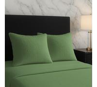 Snug City Teddy Bear Fleece Super Soft Cosy Pillow Case Pair in Green | Size: Standard Pillow Case Snug City Green Standard Pillow Case