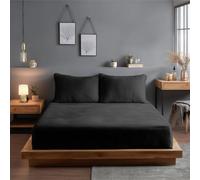 Snug City Teddy Fitted Sheet 30cm Extra Deep Soft Cuddly Soft Touch Bedding in Black | Size: Single Fitted Snug City Black Single Fitted
