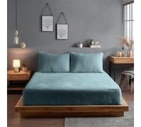 Snug City Teddy Fitted Sheet 30cm Extra Deep Soft Cuddly Soft Touch Bedding in Duck Egg Blue | Size: King Snug City Duck Egg Blue King