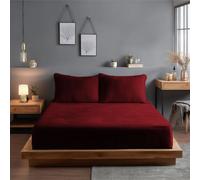 Snug City Teddy Fitted Sheet 30cm Extra Deep Soft Cuddly Soft Touch Bedding in Red | Size: Super King Snug City Red Super King