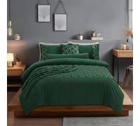 Snug City Ultra Soft Teddy Duvet Cover Set Christmas Tree Cozy Fleece Bedding in Green | Size: Single Snug City Green Single