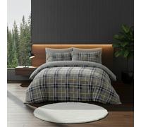Snug City Ultra Soft Teddy Duvet Cover Tartan Check Reversible Fleece Bedding in Grey | Size: King Snug City Grey King