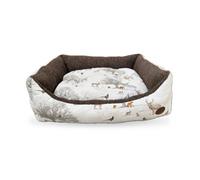Snug & Cosy Pets Snug And Cosy Pets Woodland Rectangle Dog Bed Bedding Cream Cotton Print Medium 76 Cm