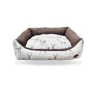 Snug & Cosy Rectangle Moorland Stag Dog Bed - Cream - Size: X Large - Pet Beds