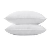 SNUG&COZY Grey Goose Feather Down Pillows for Sleeping(2 Pack)- Standard Size(20IN×26IN), Goose Feather&Down Filling, 100% Cotton Cover, 100% Down Proof, Machine Wash, White