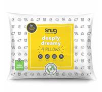 Snug Deeply Dreamy Pillows 4 Pack - Medium Support Bed Pillows for Back and Side Sleepers Soft Comfortable Eco Friendly - Machine Washable and Hypoallergenic - Pack of 4