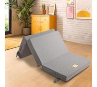 Snug Foldable Magic Mattress - Multi Functional Comfort for Sleeping Sitting Relaxing Camping - Super Supportive 10cm Foam Guest Bed - Jacquard Super Soft Machine Washable Cover, Single 90x195cm, Grey