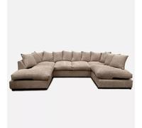 SNUG FURNITURE BIRMINGHAM LTD Preston U Shaped Jumbo Cord Scatter-Back Corner Sofa in Light Beige SNUG FURNITURE BIRMINGHAM LTD Light Beige
