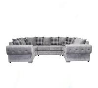 SNUG FURNITURE BIRMINGHAM LTD Verona Grey Chenile U Shape 6 Seater Sofa SNUG FURNITURE BIRMINGHAM LTD Grey