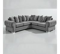 SNUG FURNITURE BIRMINGHAM LTD Verona Plush Velvet Scatter Back 2C2 Corner Sofa in Grey SNUG FURNITURE BIRMINGHAM LTD Grey