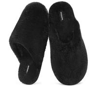 Snug Leaves Women's Fluffy Memory Foam Slip On Slippers with Cozy Faux Fur Lined House Shoes for Ladies Black, 9-10 UK