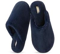 Snug Leaves Women's Fluffy Memory Foam Slip On Slippers with Cozy Faux Fur Lined House Shoes for Ladies Navy, 5-6 UK