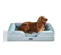 Snug Orthopaedic Dog Bed - Cosy Comfortable Pet Bed with Ergonomic Egg Crate Foam for Body & Head Support - Super Soft Velvet Removable Washable Cover with Non-Slip Base, Small-Medium 58x72cm, Blue