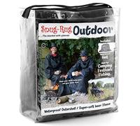 Snug Rug Outdoor Waterproof, Windproof, Polar Fleece, Festival, Camping and Watersports, Blanket with Sleeves 168 x 137cm, Polyester, Black and Blue, 168 x 137 cm