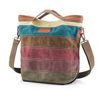 SNUG STAR Multi-Color Striped Canvas Handbag Cross Body Should Purse Bag Tote-Handbag for Women (Multi Color)