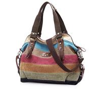 SNUG STAR Multi-Color Striped Canvas Handbag Cross Body Should Purse Bag Tote-Handbag for Women (Multi Color-03)