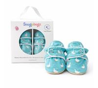 Snugabugz Fleece Lining Baby Booties Newborn to 18 Months - Water Resistant Stay-On Snap Socks for Baby Boys & Girls - Soft Non-Slip Sole Baby Slippers + Pram Shoes - Goose Print, 12-18 Months