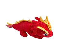 SnugArooz Fire Dragon with Repair Patch - Plush Dog Toy with Squeaker & Crinkle - Red & Yellow Soft Toy with Spiky Texture - Perfect for Play
