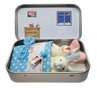 Snugeasy Little Pocket Bunny, Easter Basket Stuffer, DIY Pet Bunny Adoption, Easters Baskets Decorative Boxes, Bunnies Hugs in Box, Personalised Mini Plush House,Easter Gifts for Kids (1, Blue)