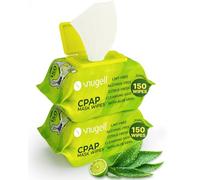 Snugell Citrus Scented Travel CPAP Mask Wipes (150 Count, 2 Pack) -100% Soft Cotton- Lint & Alcohol-Free,Skin Safe with Aloe Vera - Easy Opening CPAP Cleaner and Sanitizer for Masks, Tubes & Devices