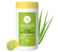 Snugell Citrus-Scented Travel CPAP Mask Wipes - 70 Count Canister - 100% Soft Cotton - Skin-Safe with Aloe Vera - Lint & Alcohol Free - Perfect for Cleaning and Sanitizing CPAP Masks and Devices