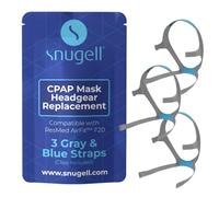 Snugell CPAP Headgear Replacement Straps for AirFit F20 Full Face CPAP Mask - 3 Gray/Blue Straps - Medium - Clips Included - Elastic Nylon for Comfort, Durability, and Secure Fit - CPAP Accessories