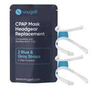 Snugell CPAP Strap Replacement for Airfit ResMed F30i Headgear Full Face Mask - 2-Pack Gray/Blue- Includes Clips - Elastic Nylon for Comfort, Durability, and Secure Fit - Accessory for Sleep Therapy