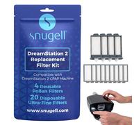 Snugell Dreamstation 2 CPAP Filter Kit - Includes 4 Reusable Pollen & 20 Disposable Ultra-Fine - Universal Replacement Filters Compatible with Respironics CPAP Machines for Optimal Air Quality