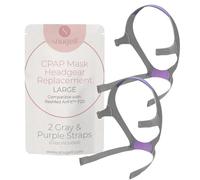 Snugell Replacement Straps for ResMed F20 Full Face CPAP Mask Headgear - 2-Pack Gray and Purple (Large) - Ultra-Soft Elastic Nylon for Comfort, Durability, and Secure Fit - CPAP Accessory