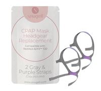 Snugell Replacement Straps for ResMed F20 Full Face CPAP Mask Headgear - 2-Pack Gray and Purple (Regular) - Ultra-Soft Elastic Nylon for Comfort, Durability, and Secure Fit - CPAP Accessory