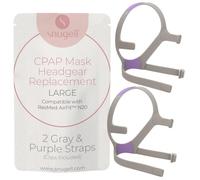 Snugell Replacement Straps for ResMed N20 Nasal Pillow CPAP Mask - 2-Pack Gray and Purple (Large) - Ultra-Soft Premium Elastic Nylon for Comfort, Secure Fit, and Durability - CPAP Accessory