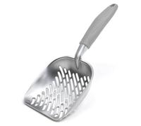 SNUGENS Cat Litter Scoop, Kitty Metal Scooper, Heavy Duty Aluminum Deep Sifter with Long Handle, Rustproof Durable Kitten Poop Shovel for Travel & Small Litter Box
