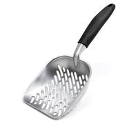 SNUGENS Cat Litter Scoop, Kitty Metal Scooper, Heavy Duty Aluminum Deep Sifter with Long Handle, Rustproof Durable Kitten Poop Shovel for Travel & Small Litter Box