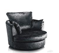 Snugg Furniture UK Limited Aurora Swivel Chair Crushed Velvet in Black Snugg Furniture UK Limited Black