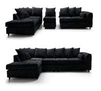 Snugg Furniture UK Limited DYLAN 5 Seater Chenille Scatter Back Left Hand Corner Sofa in Black Snugg Furniture UK Limited Black