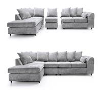 Snugg Furniture UK Limited DYLAN 5 Seater Chenille Scatter Back Left Hand Corner Sofa in Silver Snugg Furniture UK Limited Silver