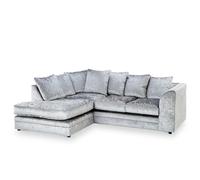 Snugg Furniture UK Limited (Left Hand) Aurora Crushed Velvet Corner Sofa in Silver Snugg Furniture UK Limited Silver