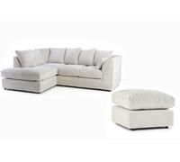 Snugg Furniture UK Limited (Left Hand) Milo Jumbo Cord Corner Sofa with Footstool in Cream Snugg Furniture UK Limited Cream
