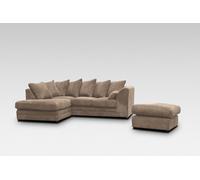 Snugg Furniture UK Limited (Left Hand) Milo Jumbo Cord Corner Sofa with Footstool in Light Beige Snugg Furniture UK Limited Light Beige