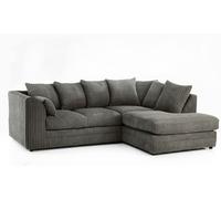 Snugg Furniture UK Limited (Right Hand) Milo Jumbo Cord Corner Sofa with Footstool in Grey Snugg Furniture UK Limited Grey