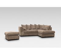 Snugg Furniture UK Limited (Right Hand) Milo Jumbo Cord Corner Sofa with Footstool in Light Beige Snugg Furniture UK Limited Light Beige