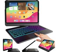 Snugg iPad Air 11 Inch Case with Keyboard, Backlit Trackpad Bluetooth iPad Air Keyboard Case 360 degree Rotatable iPad Air Case with Keyboard - Black