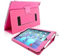 Snugg iPad Air (2014) and iPad 9.7 (2018) Leather Case Cover Protective Flip Stand Cover - Hot Pink
