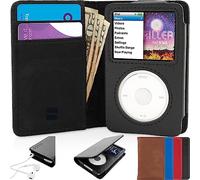 Snugg iPod Classic Case, Black Leather Flip Case [Card Slots] Executive Apple iPod Classic Wallet Case Cover and Stand Legacy Series