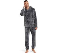 Snuggaroo Mens Soft Fleece Hooded Pyjama Loungewear Set - Charcoal - L