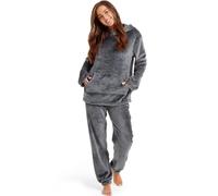 Snuggaroo Womens Soft Fleece Hooded Pyjama Loungewear Set - Charcoal - L