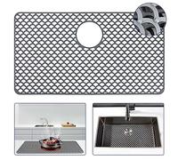 Snuggery Silicone Sink Protector 28"x15" Rear Drain Hole, Heat Resistant Non-slip Dishwasher Suitable, Large Sink Mat for Bottom of Farmhouse Kitchen Stainless Steel Sink